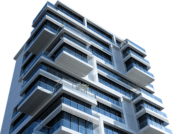 a modern white residential skyscraper building