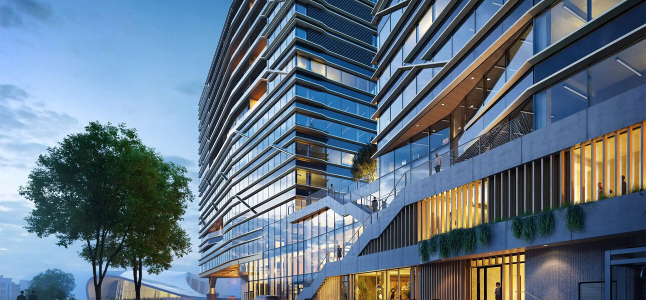 a fully constructed luxury skyscraper